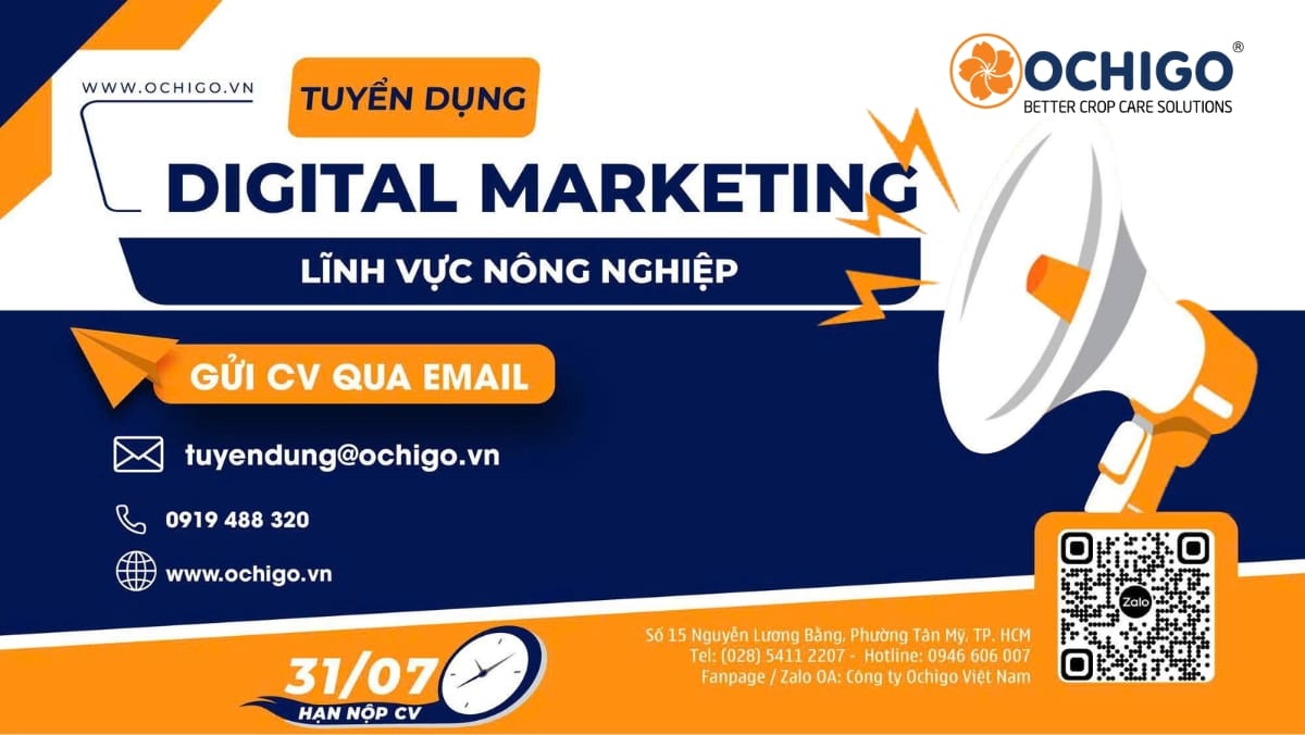 TUYỂN DỤNG DIGITAL MARKETING - LĨNH VỰC NÔNG NGHIỆP